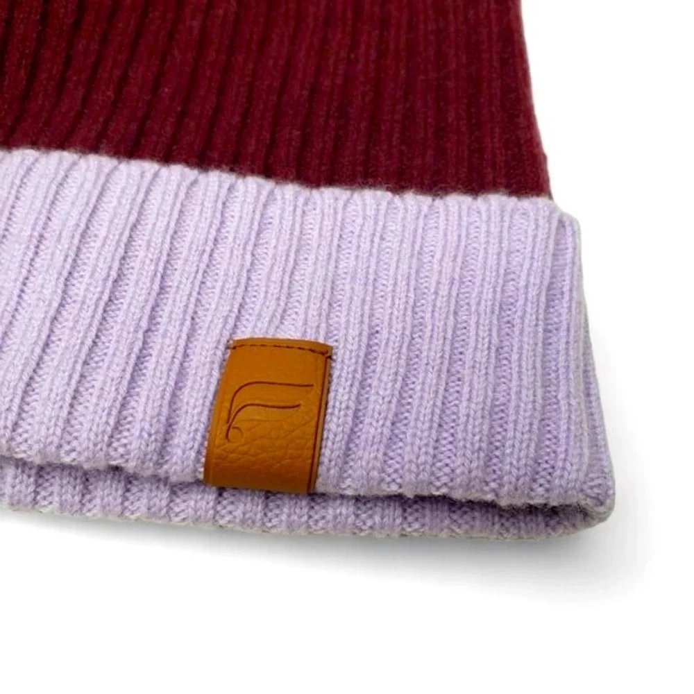 NWT Fabletics Cashmere‎ Blend Beanie Unisex Color Panel Ribbed Winter Wear OS